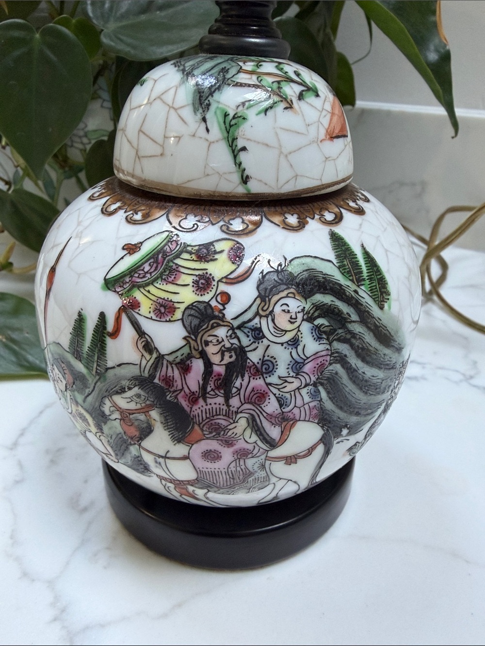 Decorative Ceramic Table Lamp with Cream Shade